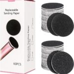60 PCS Replaceable Sandpaper Discs - 100 Grit Pad Refills for Electric Foot File Callus
