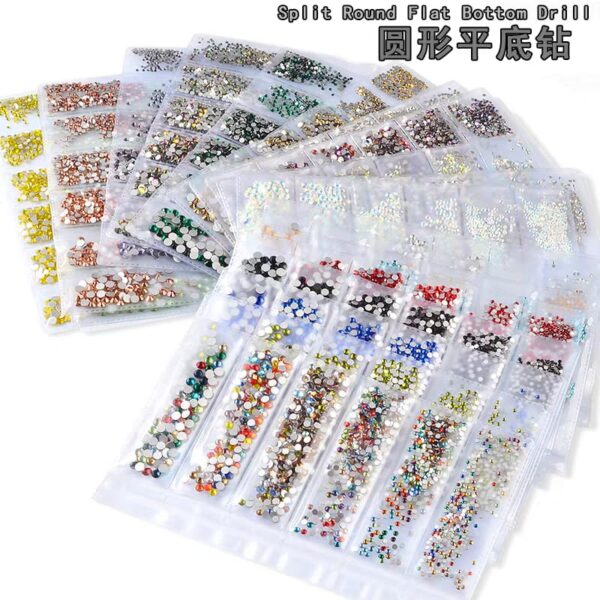 1400 Pcs Rhinestone Nail Art Mixed Size 6 sets