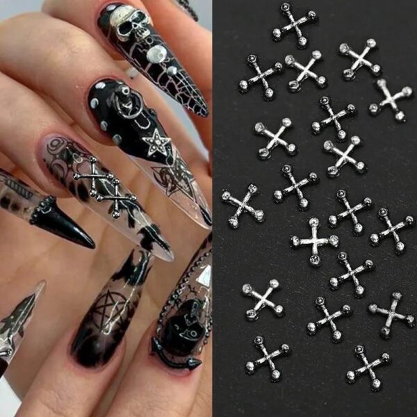 10 Pcs 3D Mixed Color Cross Charms Nail Art