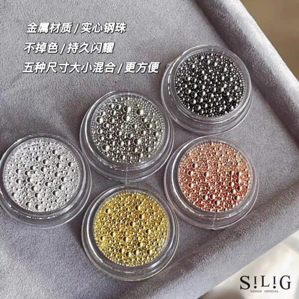 3D Caviar Beads Nail Art Designs