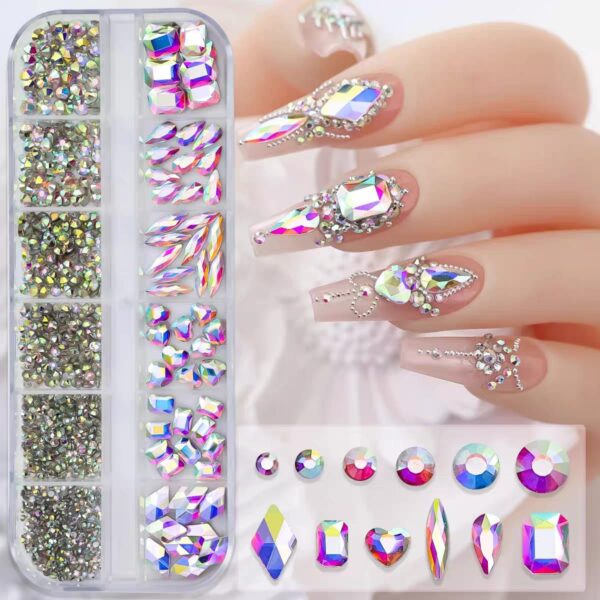 3D Rhinestone 12 Grid Mixed Shapes And Sizes