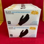 100 Pcs BLACK Vinyle/ Nitrile Blend Disposable Gloves Powder Latex