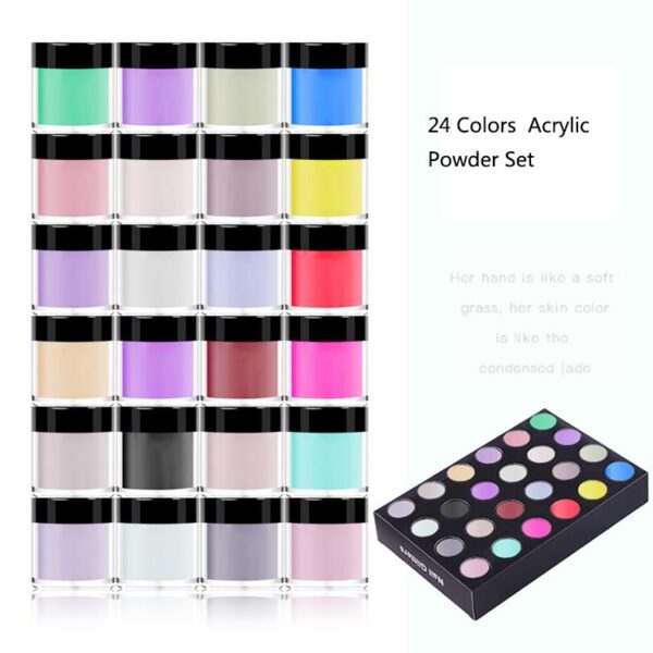 24 Pcs Acrylic Powders All Colors