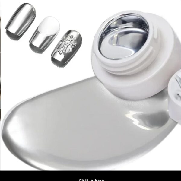 3D Metallic Silver Liquid Chrome