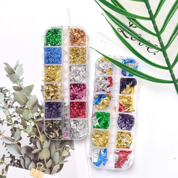 12 Grid Crushed Foils Nail Art