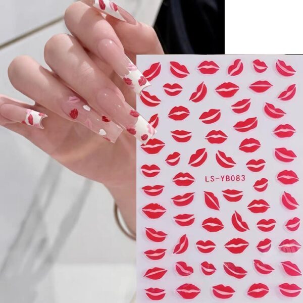 3D Red Kisses Nail stickers
