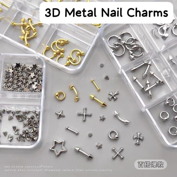3D Metal Punk Nail Charms