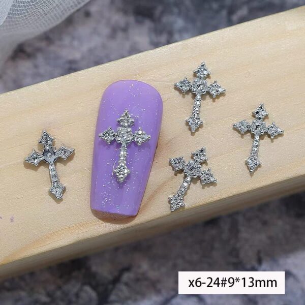 3D Cross Diamond Nail Charms 5 pack