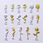 3D Gold Rose Nail Charms 10 Pc