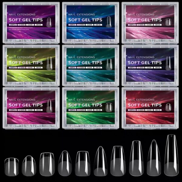 240 Pcs Soft Gel X Clear Nails All Shapes