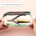 1 Pc Professional Manicure Tools Storage Tray, Oval Stainless Steel Storage