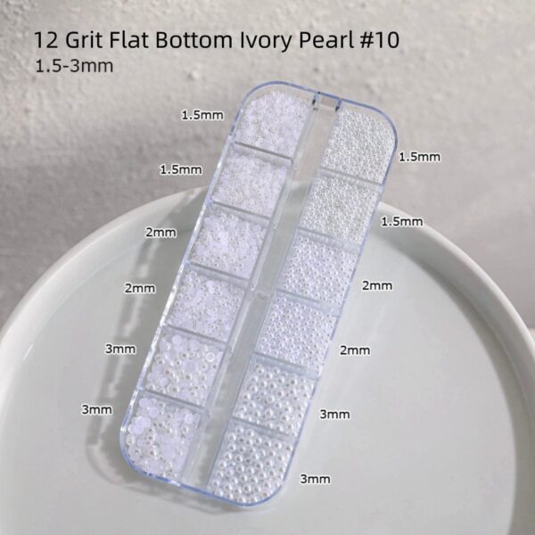 12 Grit Pearls Flat Bottom Nail Art Design